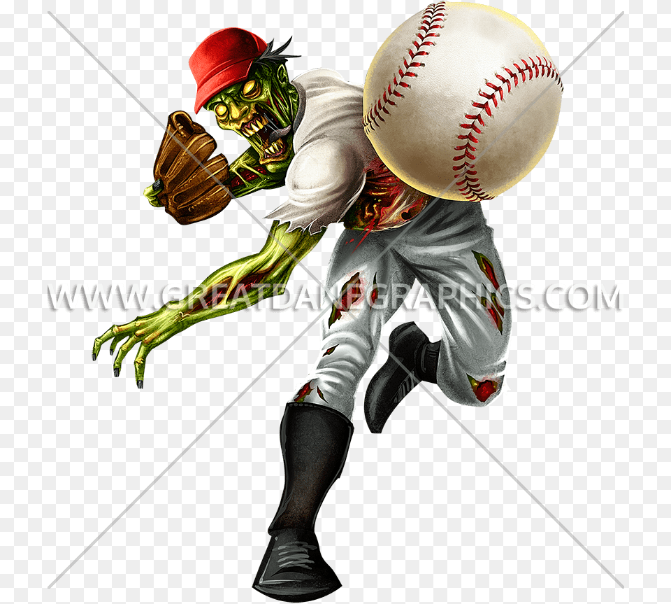 Zombie Baseball Production Ready Artwork For T Shirt Printing Zombie Baseball Player, Team, Sport, Person, People Png Image