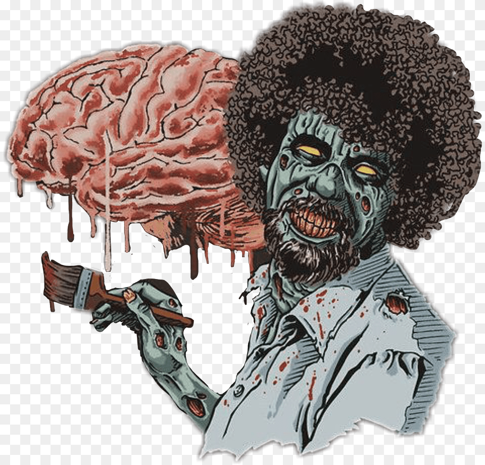 Zombie Bob Ross Zombie, Art, Drawing, Painting, Person Free Transparent Png