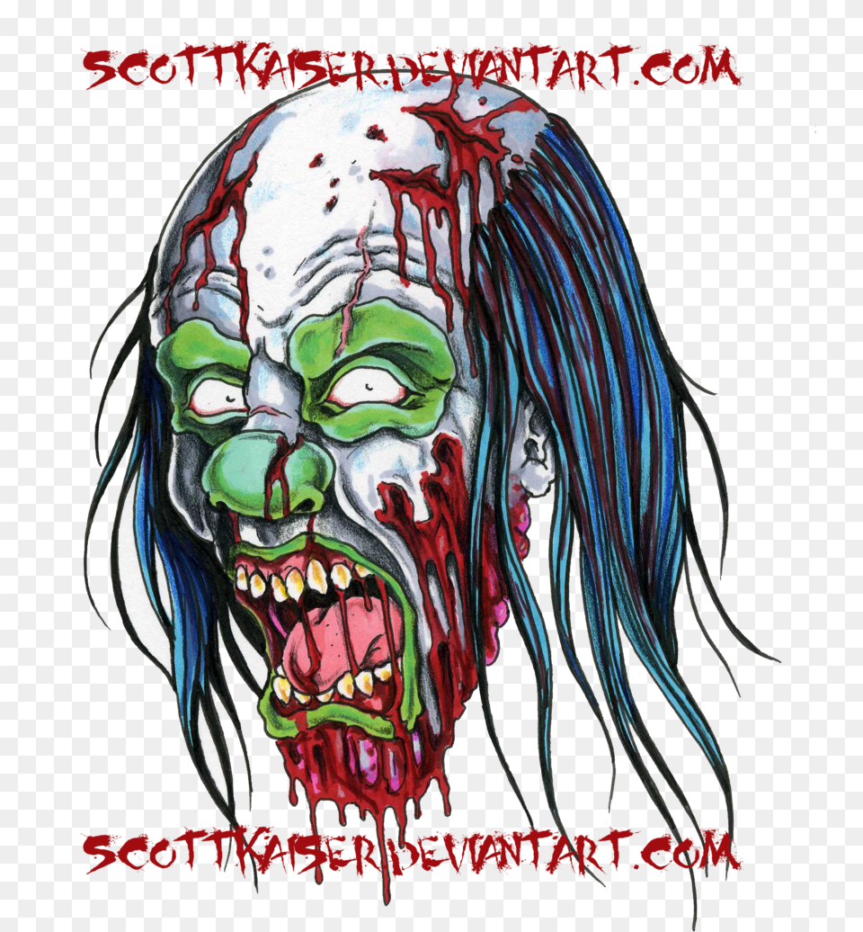 Zombie Colored Jester Skull Tattoo Design Joker Tattoo, Book, Comics, Publication, Art Png Image