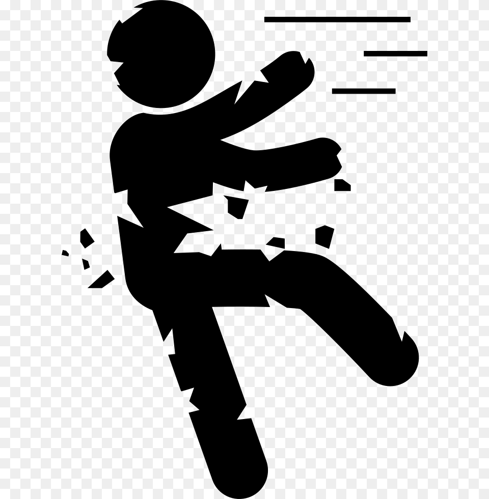 Zombie Cracking Falling Silhouette Falling Person Silhouette Transparent, Stencil Png Image
