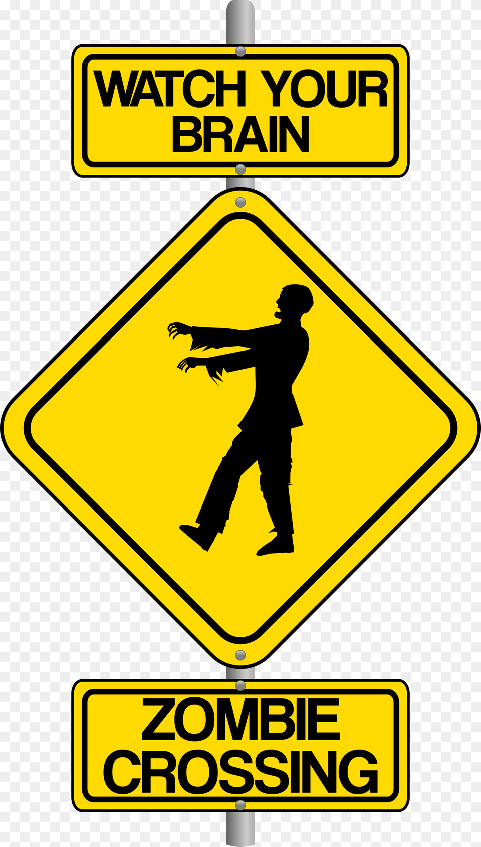Zombie Crossing The Street Comic Traffic Sign Zombie Crossing, Symbol, Adult, Male, Man Free Png Download