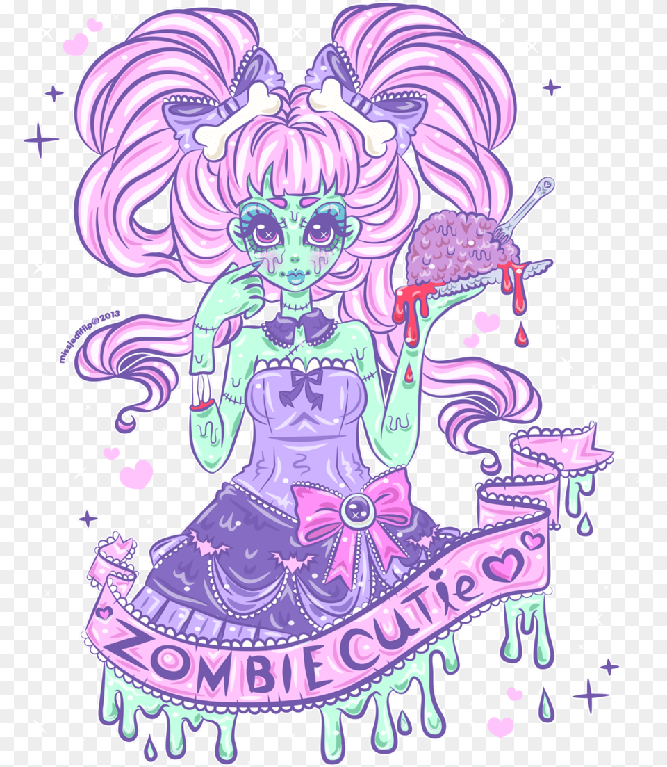 Zombie Cutie By Missjediflip Zombie Cutie By Missjediflip Pastel Goth Art, Purple, Book, Comics, Publication Free Transparent Png