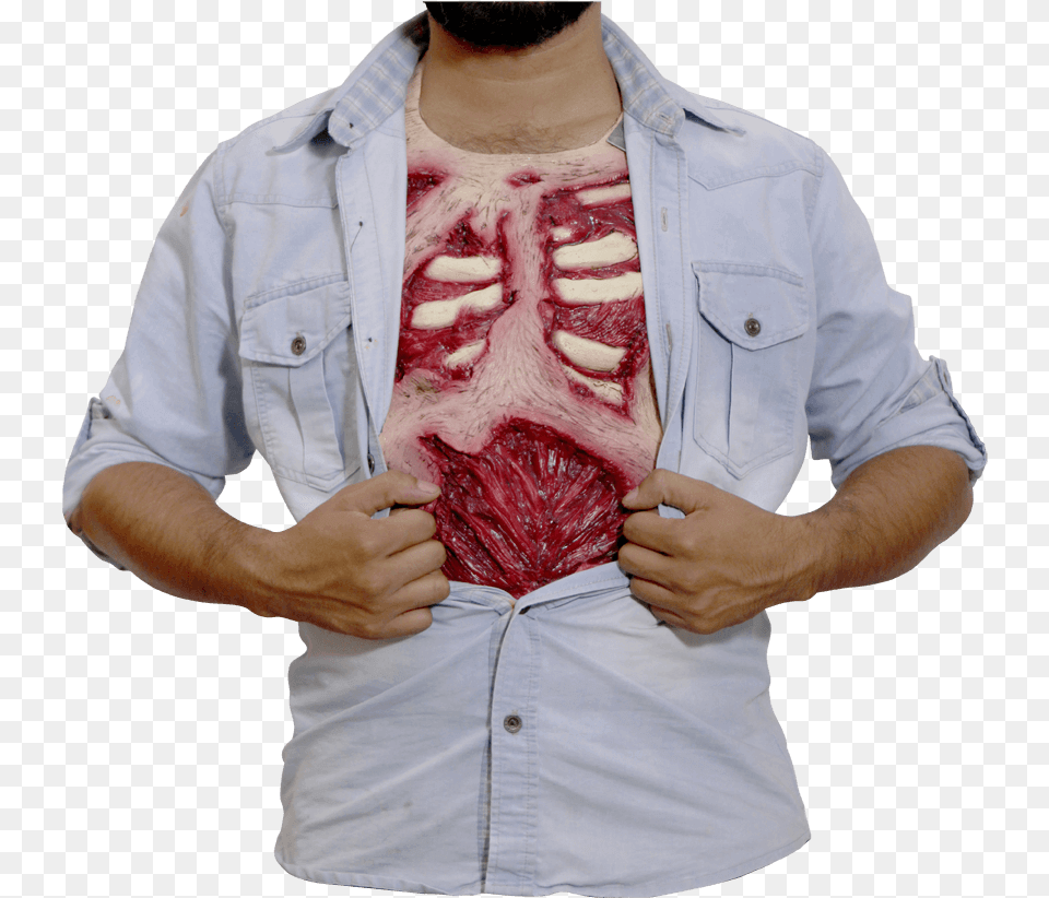 Zombie Flesh Chest Piece Blood Chest, Adult, Male, Man, Person Free Transparent Png