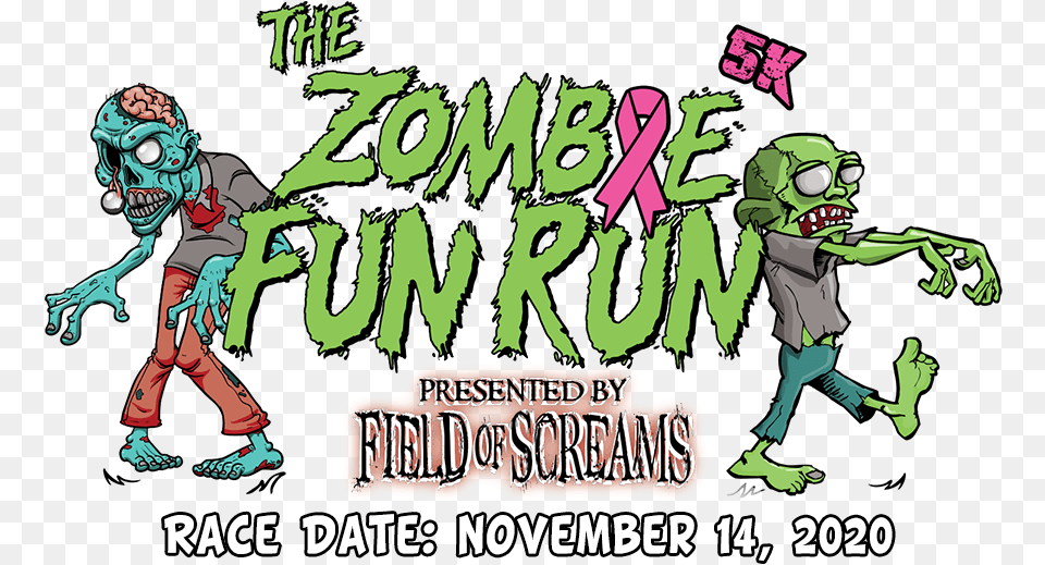 Zombie Fun Run Presented By Field Of Screams Zombie, Book, Comics, Publication, Person Free Png Download
