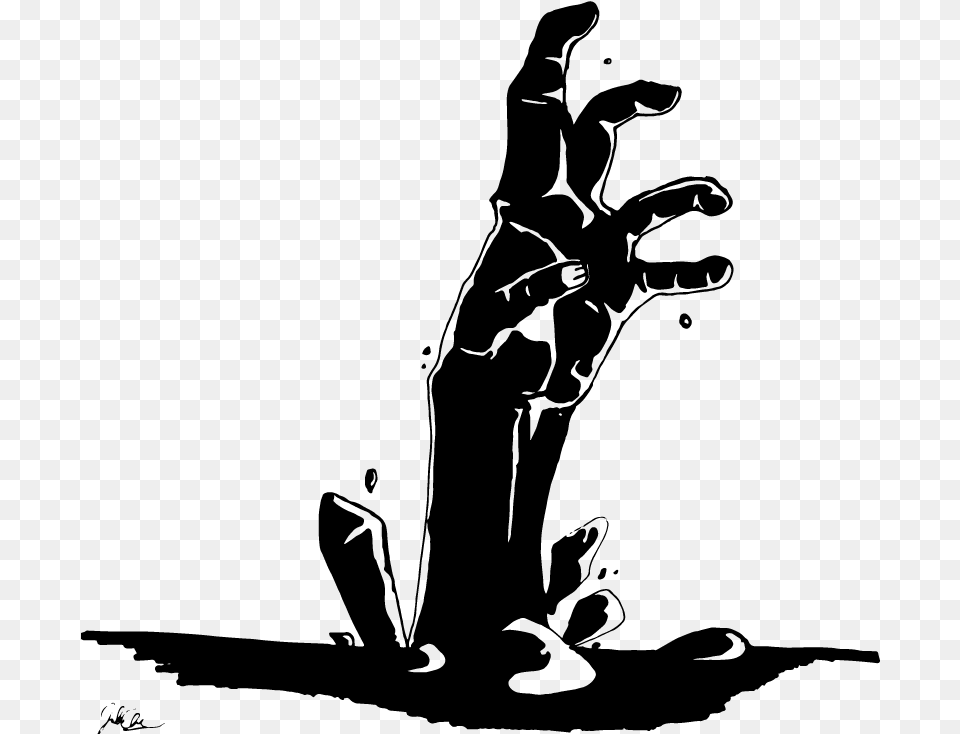 Zombie Hand Clipart Black And White, Gray Free Transparent Png