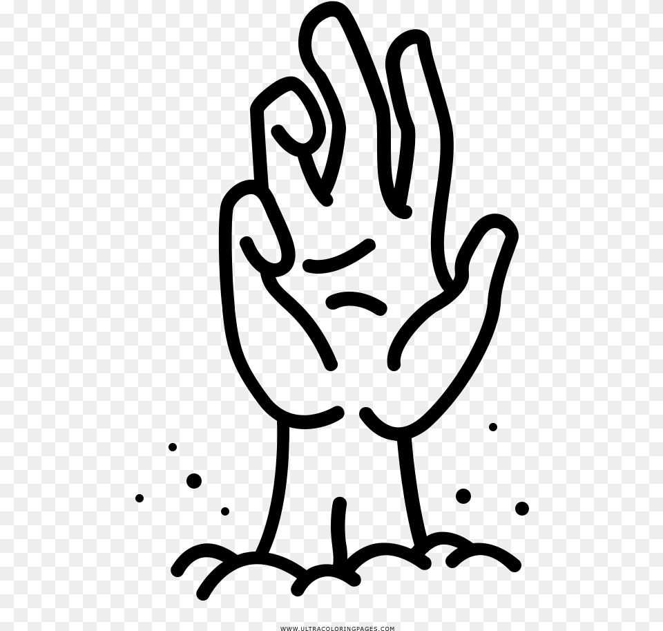 Zombie Hand Coloring, Gray Free Png