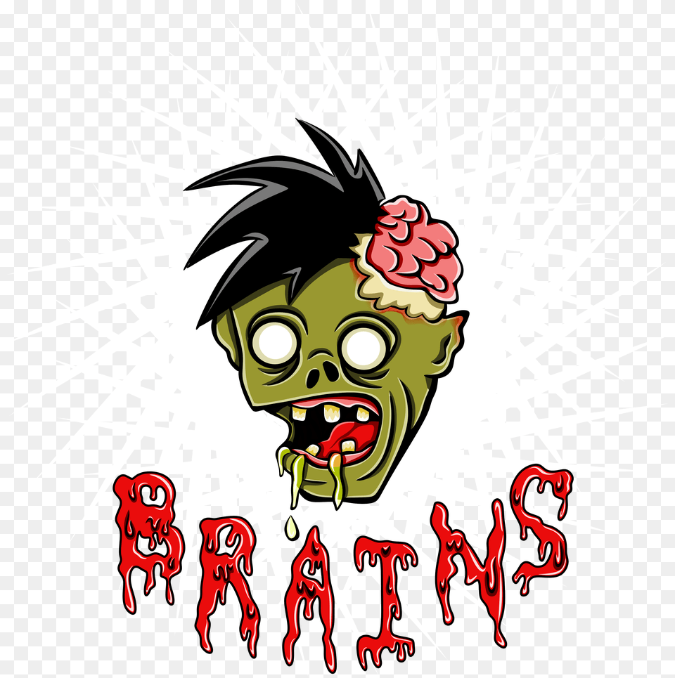 Zombie Head Design Cartoon, Book, Comics, Publication, Art Png