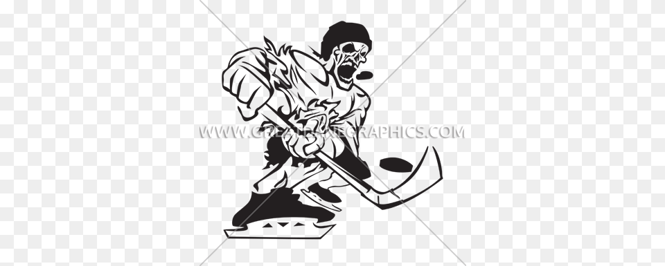 Zombie Hockey Slap Shot Production Ready Artwork For T Shirt, Person, People, Man, Male Free Transparent Png