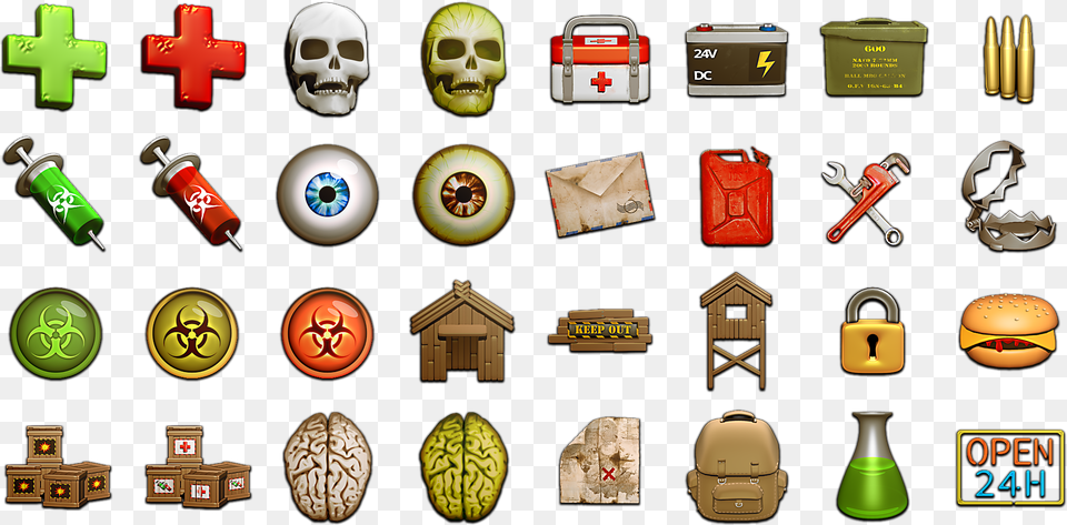 Zombie Icons, First Aid, Dynamite, Weapon, Face Free Png