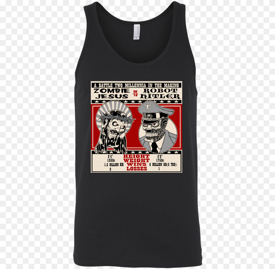 Zombie Jesus Vs Robot Hitler Original Design By Tank Zombie Jesus Vs Robot Hitler T Shirt, Clothing, T-shirt, Tank Top, Person Free Png