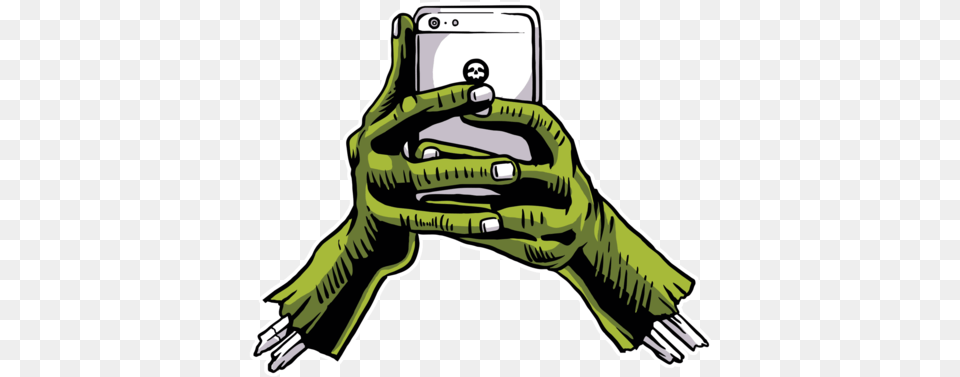 Zombie Phone Hands Horror T Shirt Illustration, Electronics, Mobile Phone, Texting, Baby Free Png Download