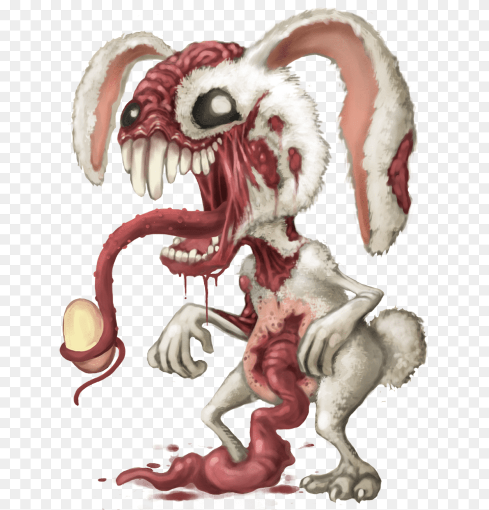 Zombie Rabbit By Polawat Creepy Easter Bunny Cartoon, Animal, Bird, Dragon Free Png Download