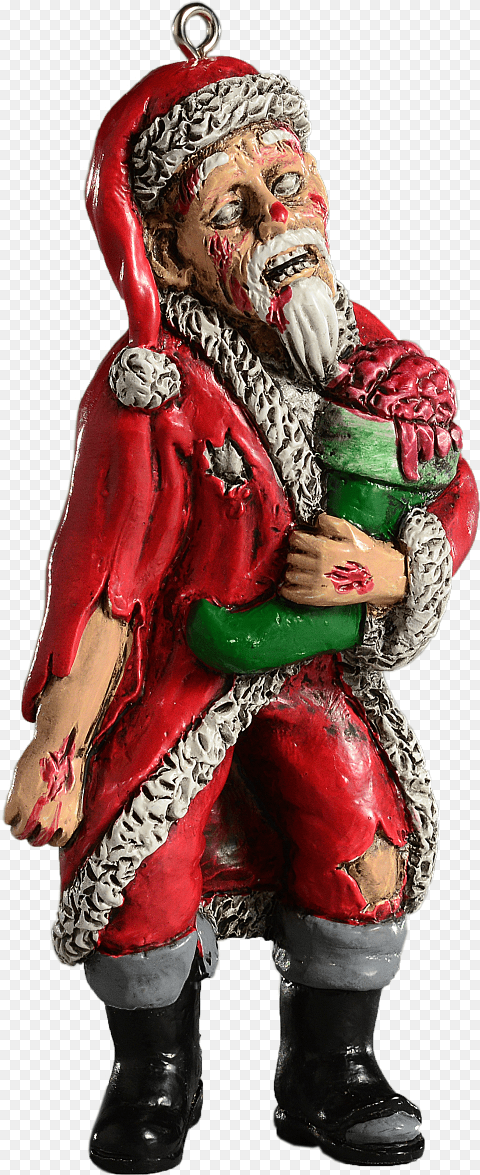 Zombie Santa Christmas Scary Christmas Tree Ornaments, Figurine, Adult, Person, Woman Png Image