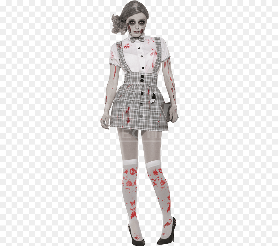 Zombie School Girl Costume Scary School Girl Halloween Costume, Clothing, Person, Teen, Female Free Png Download