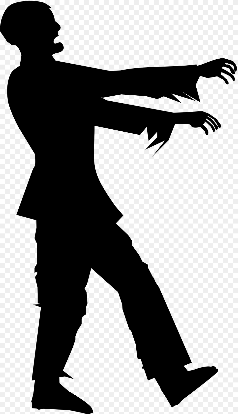 Zombie Silhouette Clip Arts Black And White Zombie, Gray Free Transparent Png