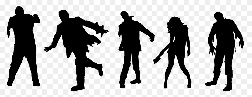 Zombie Silhouette Cliparts, Gray Free Transparent Png
