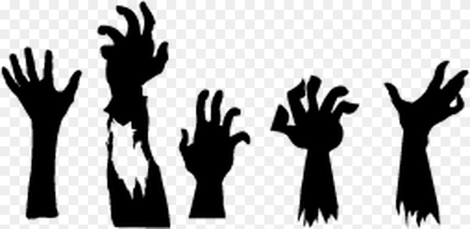 Zombie Silhouette Hands, Gray Free Transparent Png