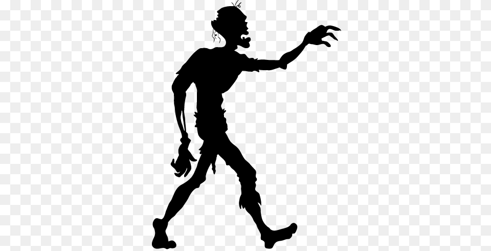 Zombie Silhouette Sticker, Text Free Png