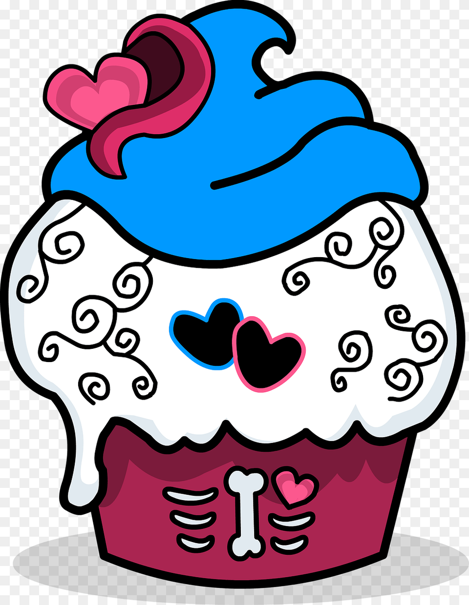 Zombie Sugar Skull Free Picture Cupcakes And Sugar Skull Art, Cake, Cream, Cupcake, Dessert Png Image