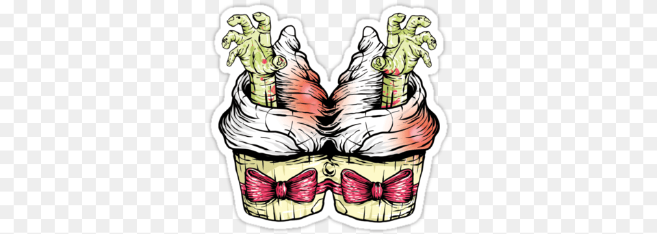 Zombie Tattoo Hand Zombie Cupcakes, Cream, Dessert, Food, Ice Cream Png Image