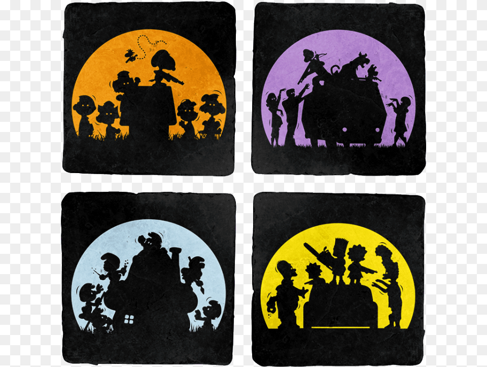 Zombie Toons 4 Coaster Set Illustration, Silhouette, Person, Adult, Man Free Transparent Png