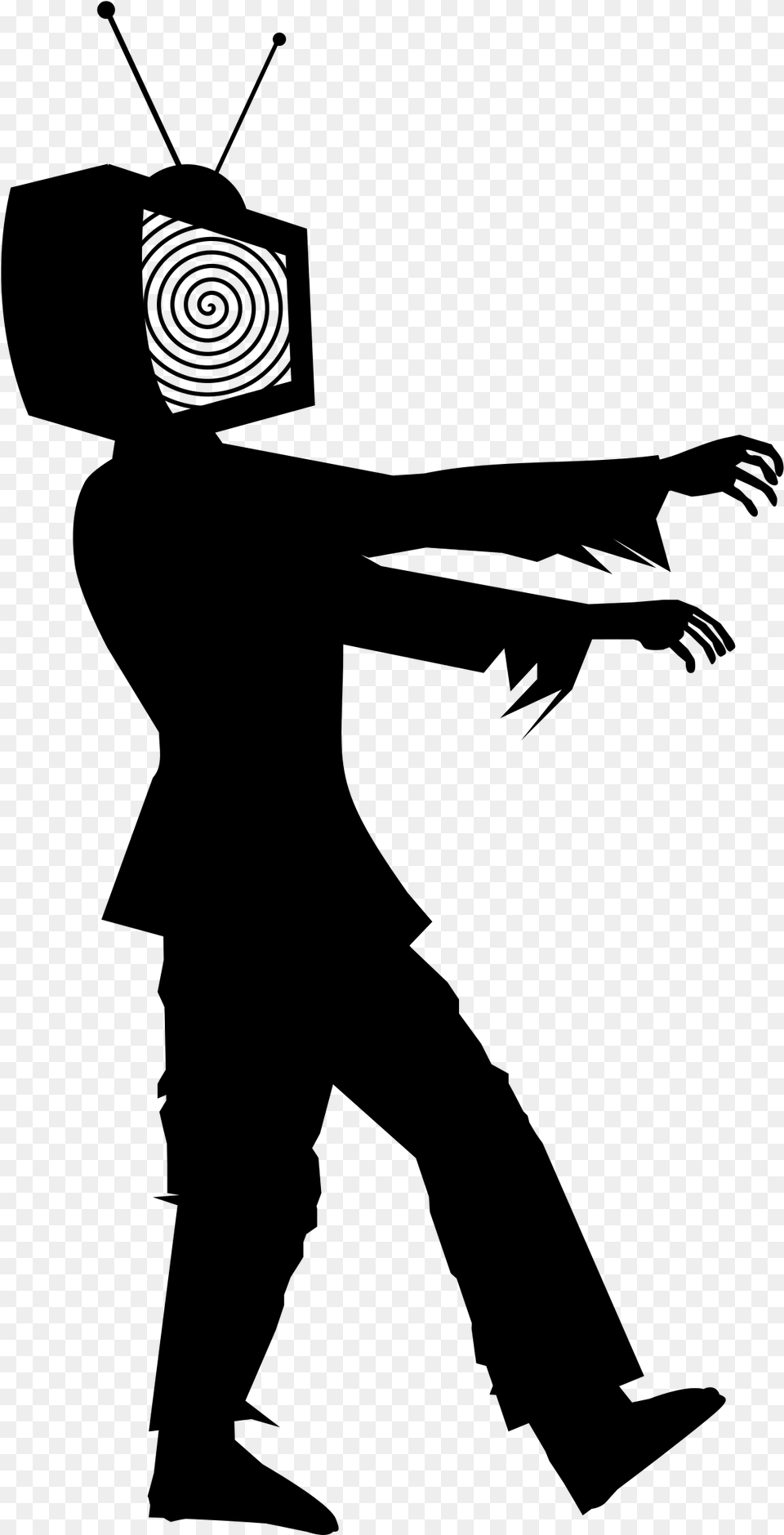Zombie Walk Silhouette Zombie Girl Walking Black And White Zombie, Gray Free Png Download