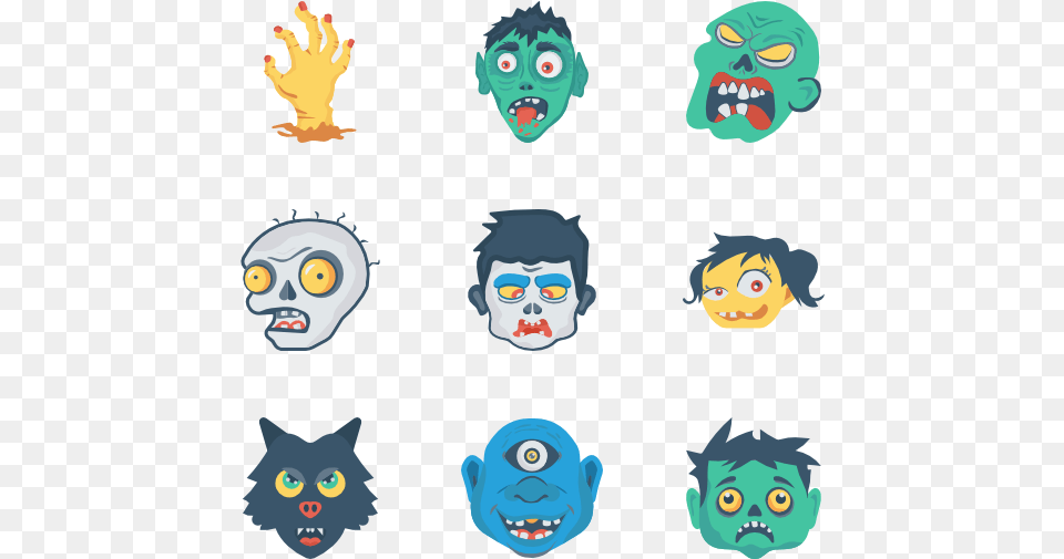 Zombie Zombie Flat Icon, Face, Head, Person, Baby Png