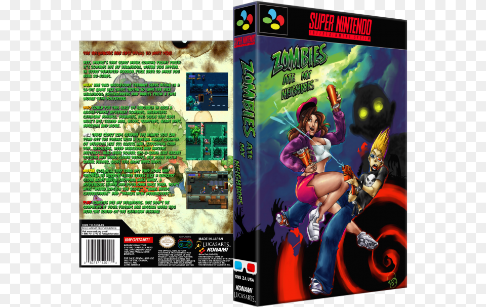 Zombies Ate My Neighbors Box Art Cover Zombies Ate My Neighbors Super Famicom, Publication, Book, Comics, Adult Png