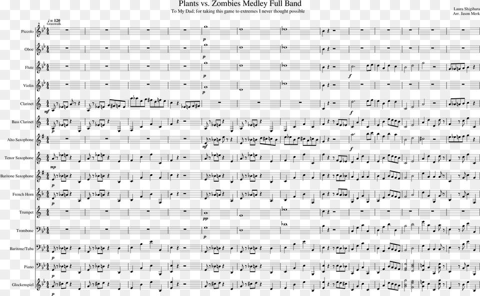 Zombies Medley Full Band Sheet Music Composed By Laura Document, Gray Free Transparent Png