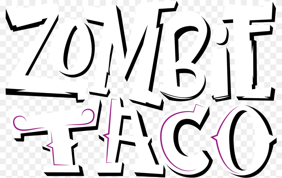 Zombietaco Logo White Stacked 01 Calligraphy, Text, Number, Symbol, Bulldozer Png