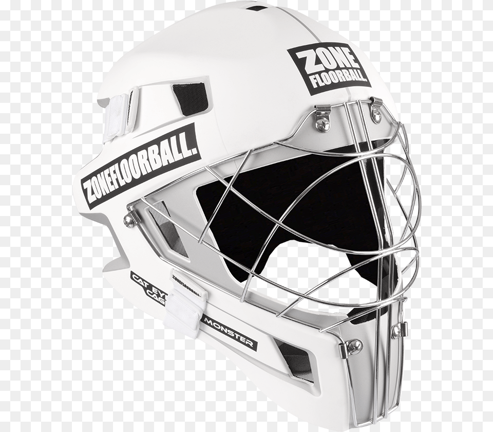 Zone Monster Cat Eye Cage Whiteblack Goalie Helmet White Cat Eye Hockey, Crash Helmet, American Football, Football, Person Png Image