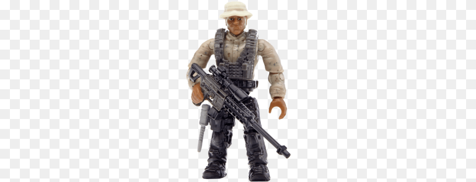 Zoom Mega Construx Call Of Duty Sniper Unit, Gun, Weapon, Figurine, Person Png Image