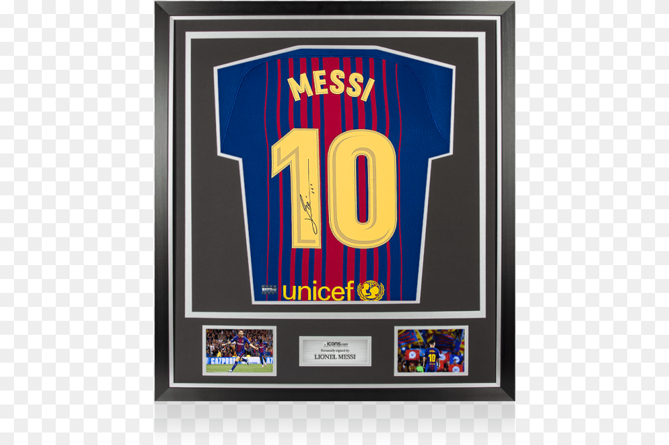 Zoom Messi Signed Shirt Frame, Clothing, Person Png