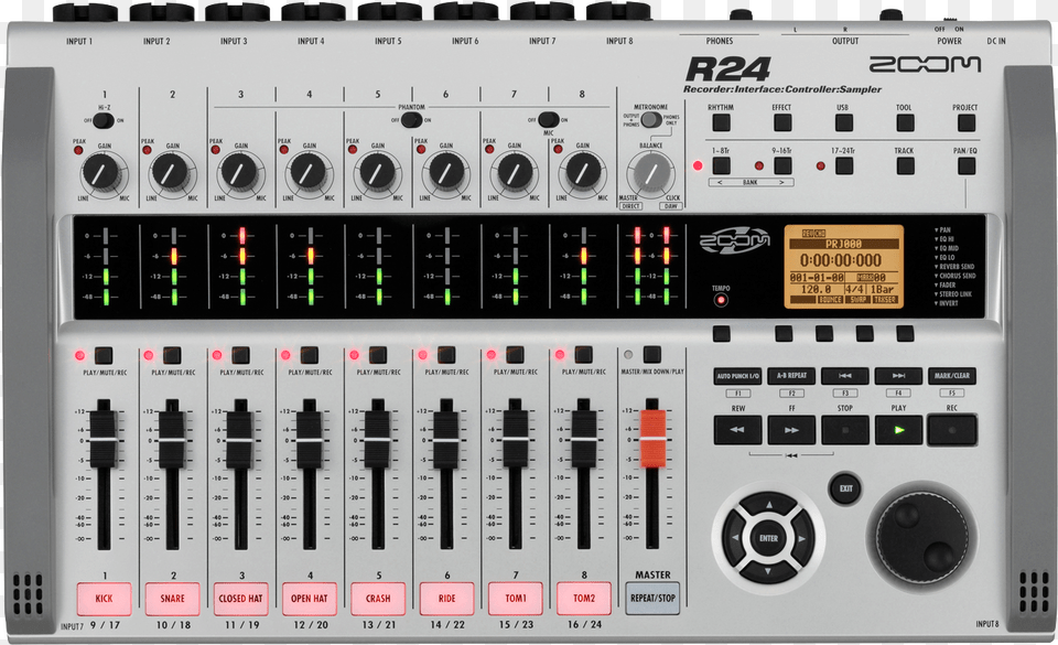 Zoom R24 Multi Track Recorder Interface Controller, Amplifier, Electronics, Appliance, Device Free Png