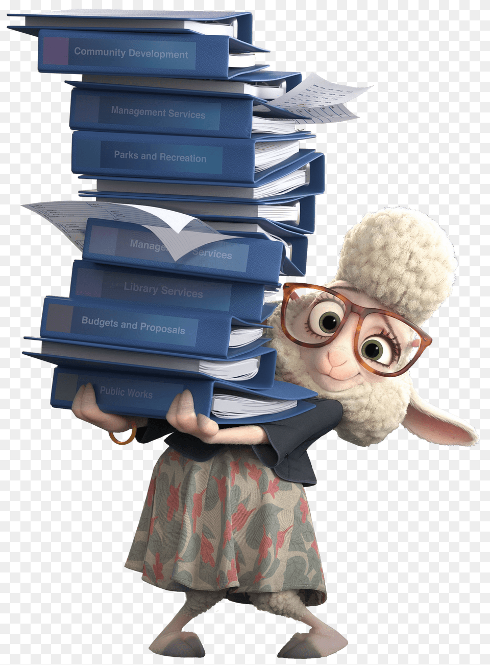 Zootopia Dawn Bellwether Holding Stack Of Files, Book, Publication, Baby, Person Free Png