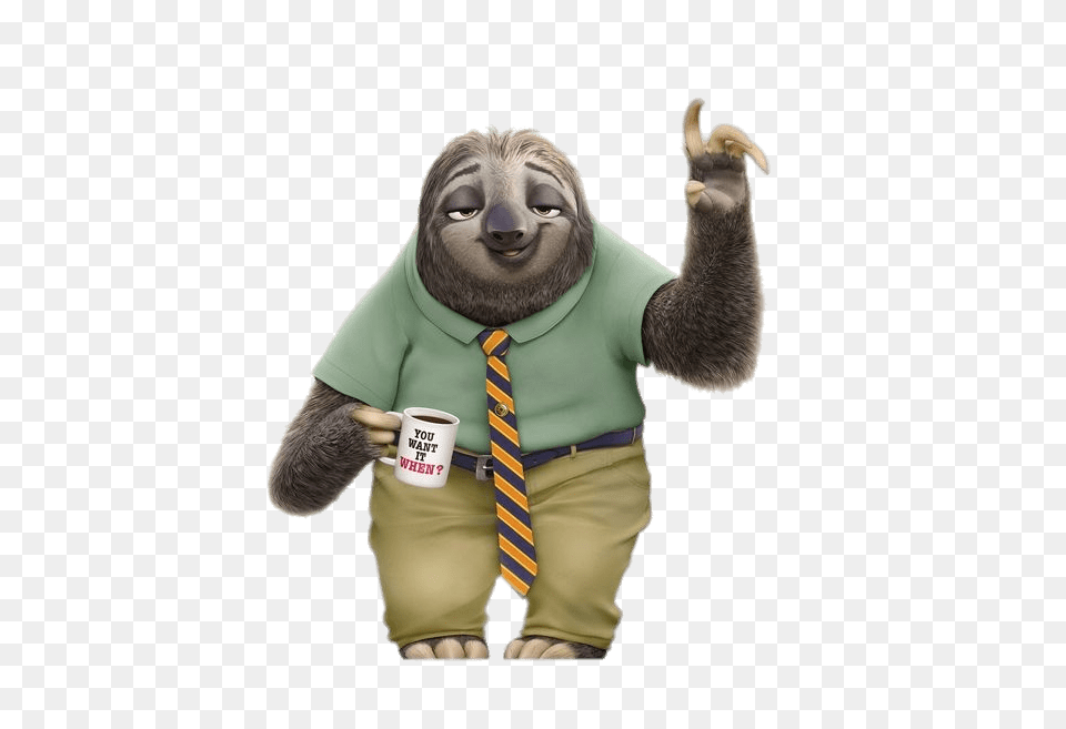 Zootopia Flash The Sloth Paw Up, Accessories, Tie, Cup, Formal Wear Free Png