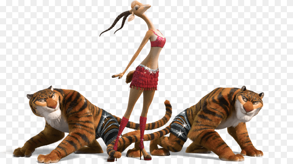 Zootopia Gazelle And Her Tigers, Animal, Mammal, Tiger, Wildlife Free Png Download