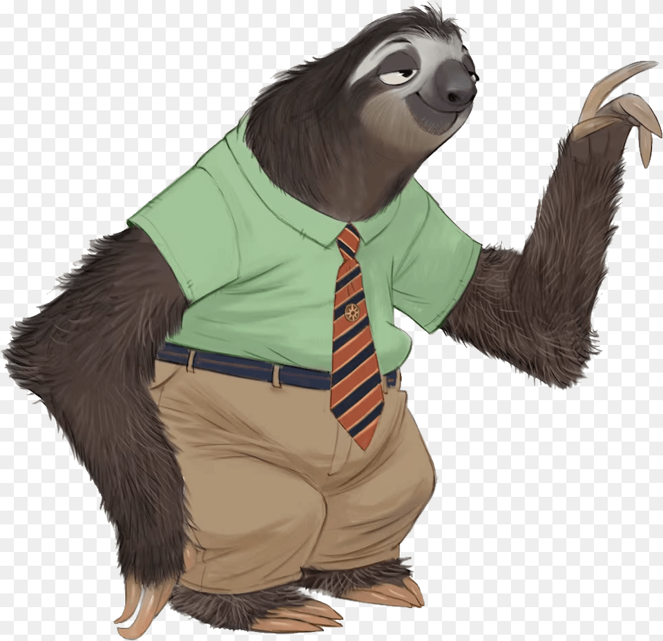 Zootopia Sloth, Accessories, Tie, Formal Wear, Person Png Image