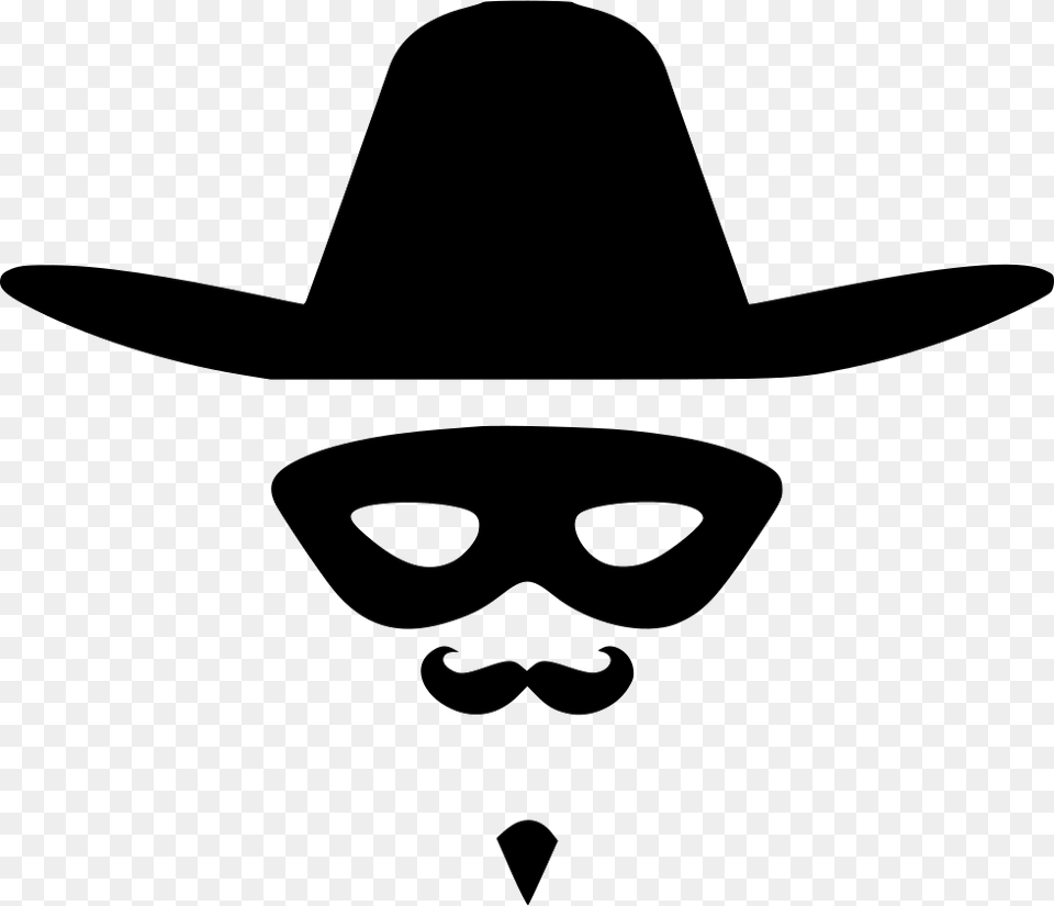 Zorro Hat Face Hero Zorro Hat Clip Art, Clothing, Stencil, Cowboy Hat, Head Png Image