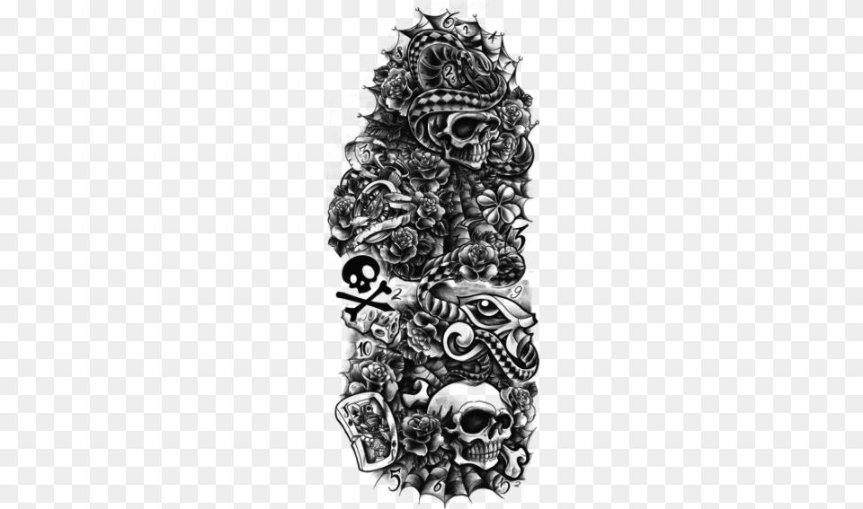 Zpstet02zbk Full Arm Tattoo Transparent, Gray Free Png Download