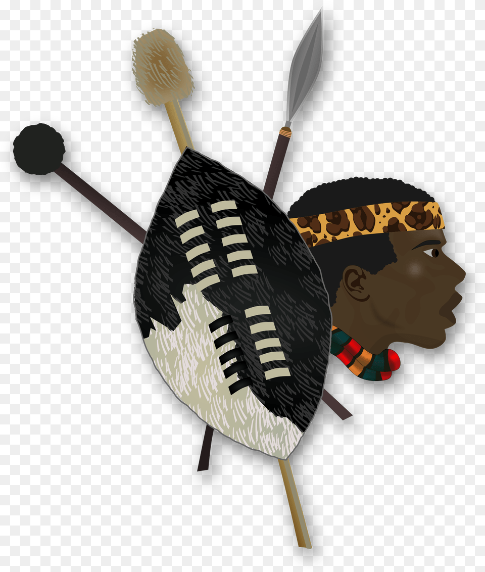 Zulu Warrior Clip Arts Zulu Warrior Shield And Spear, Armor, Face, Head, Person Png Image