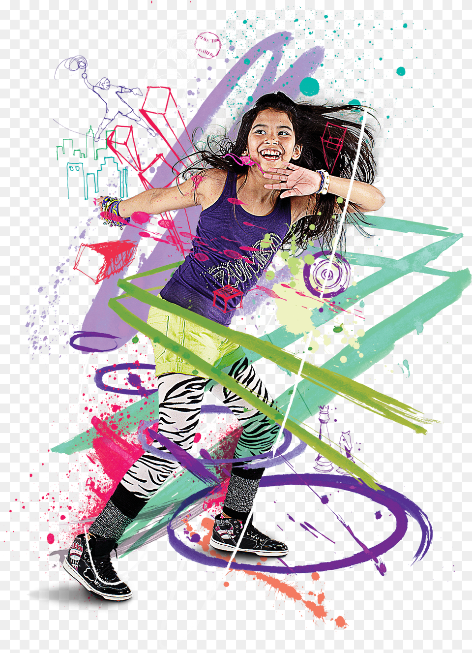 Zumba Gets Kids Moving In 50 000 Zumba, Art, Purple, Graphics, Person Free Png