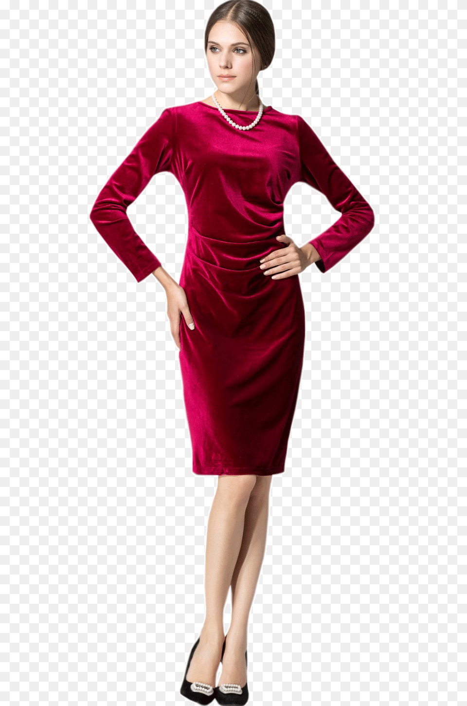 Zumeet Long Sleeve Dresses For Women Winter, Formal Wear, Clothing, Dress, Velvet Free Transparent Png