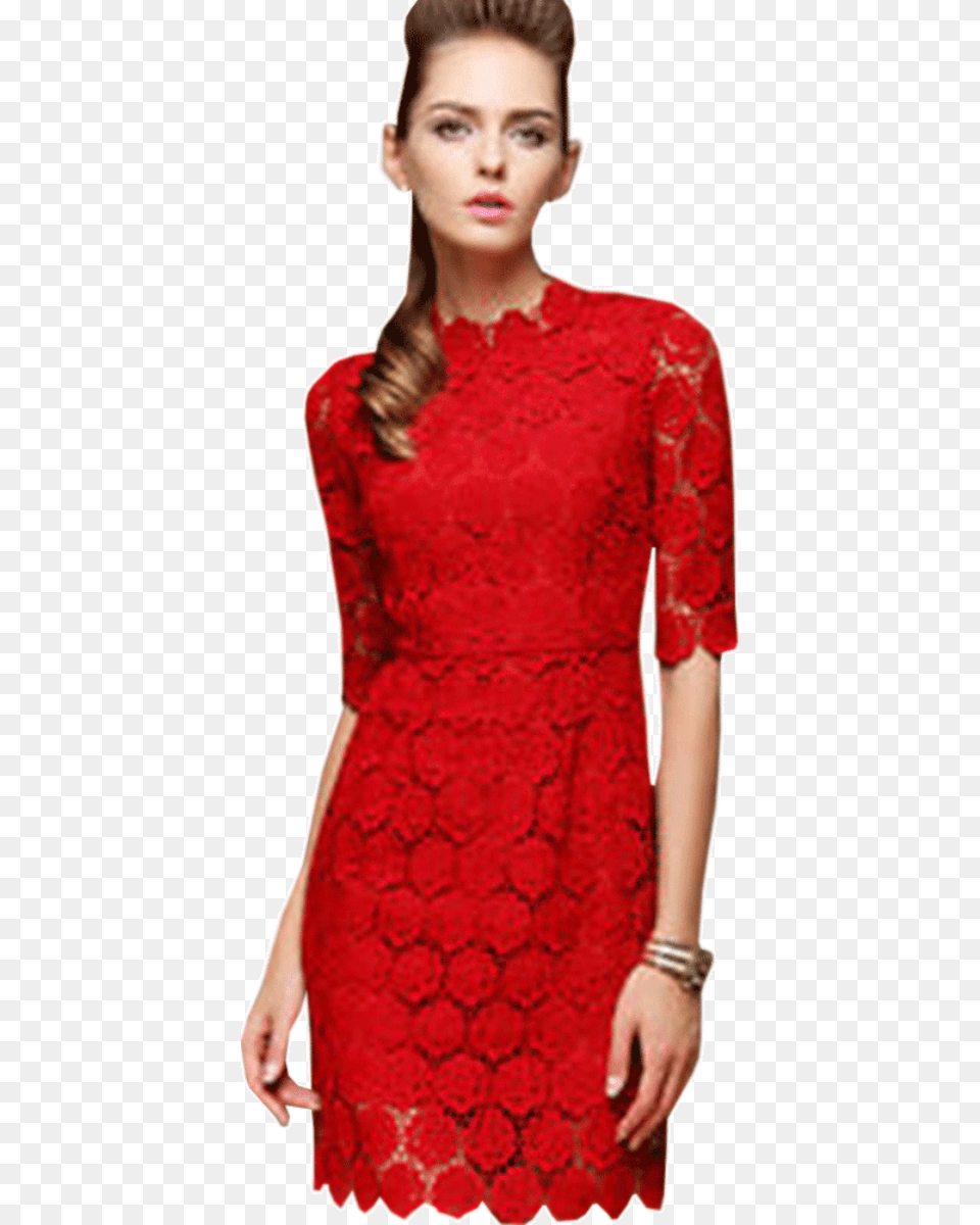 Zumeet Womens Thick Lace Decorated Evening Dress Red Mannequin, Adult, Person, Woman, Female Png Image