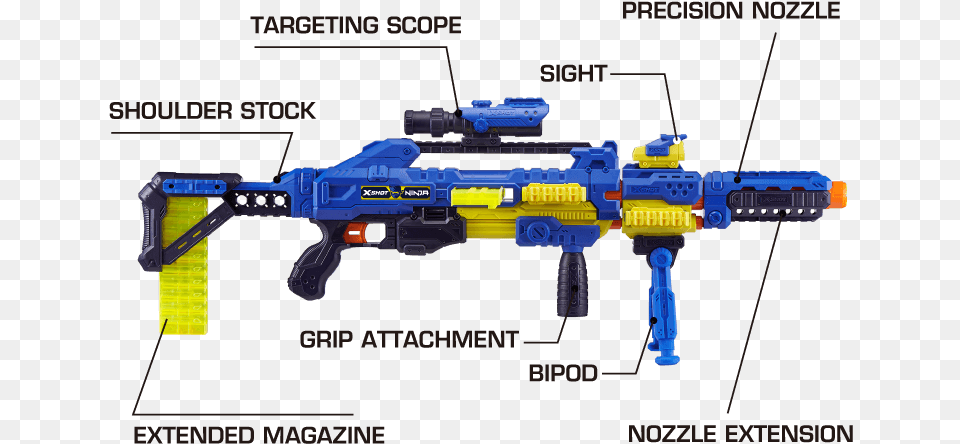 Zuru Xshot Ninja Justice Blaster, Firearm, Gun, Rifle, Weapon Png